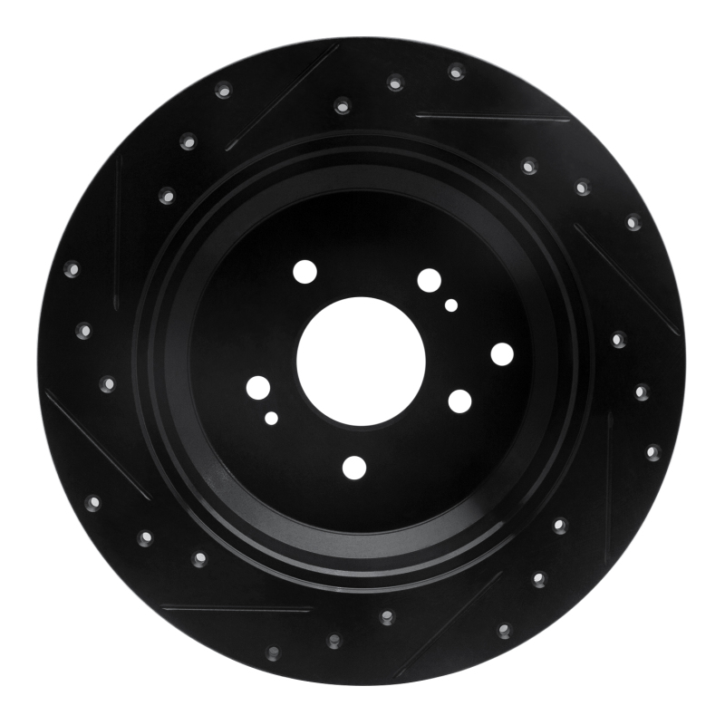 Picture of R1 07-12 Hyundai Veracruz Rear Right Drilled & Slotted Black Brake Rotor