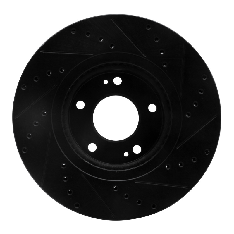 Picture of R1 10-13 Hyundai Santa Fe Front Left Drilled & Slotted Black Brake Rotor