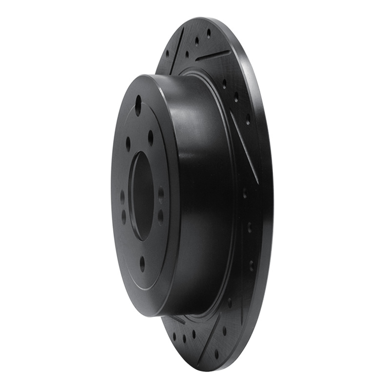 Picture of R1 16-22 Hyundai Tucson Rear Left Drilled & Slotted Black Brake Rotor