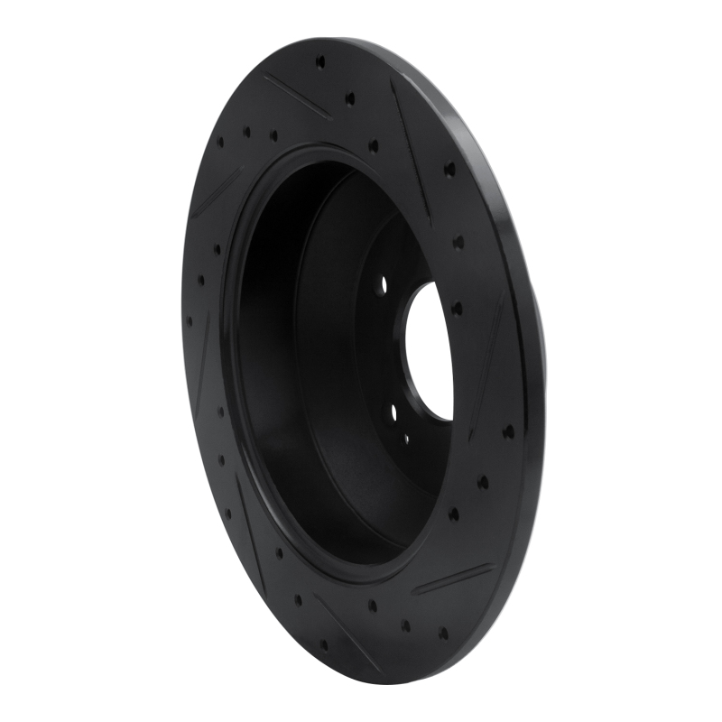 Picture of R1 10-21 Hyundai Santa Fe Rear Left Drilled & Slotted Black Brake Rotor