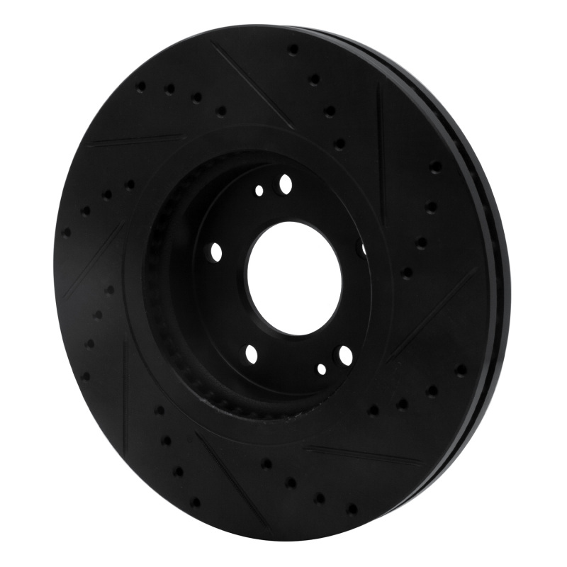Picture of R1 10-13 Hyundai Santa Fe Front Left Drilled & Slotted Black Brake Rotor