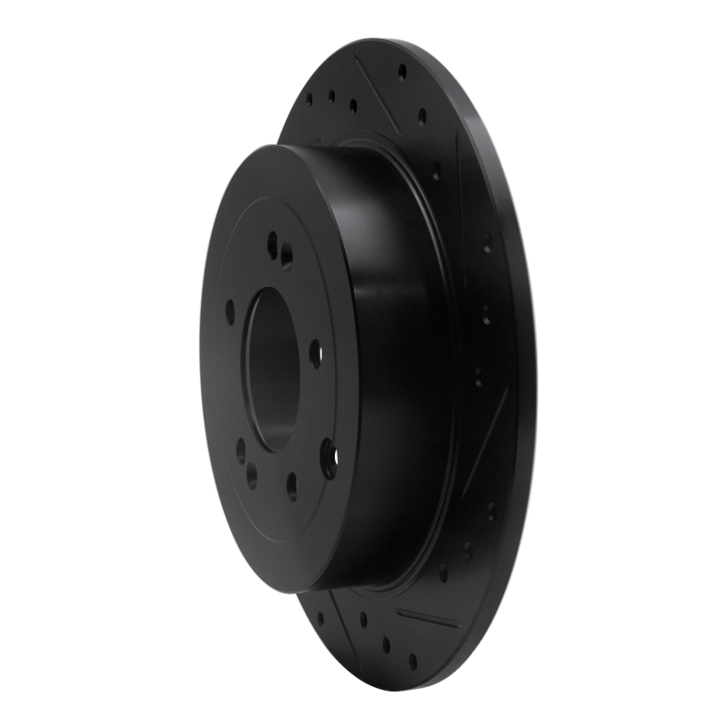 Picture of R1 16-22 Hyundai Tucson Rear Right Drilled & Slotted Black Brake Rotor