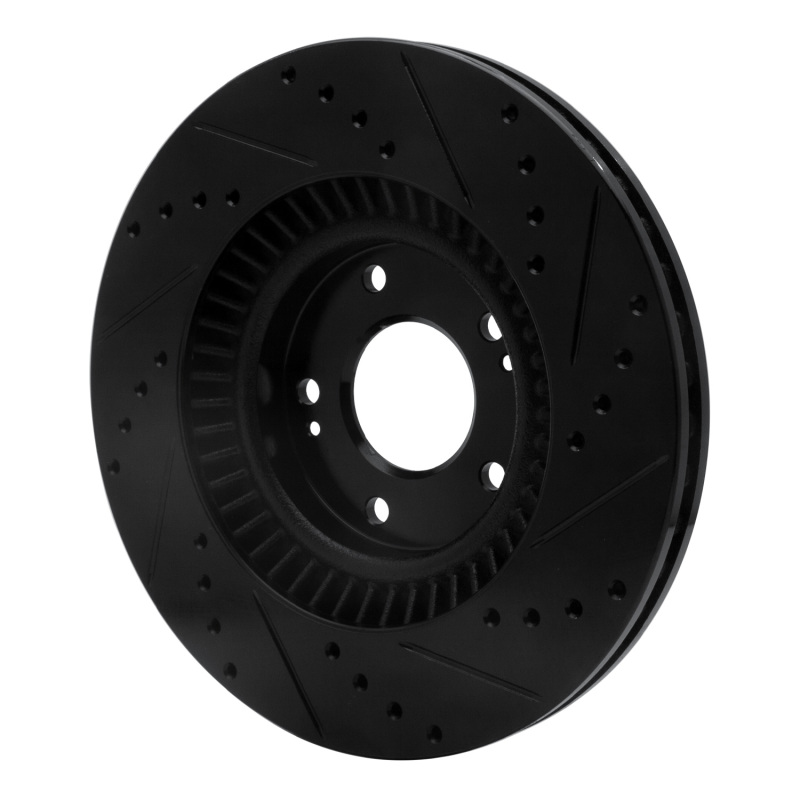 Picture of R1 13-20 Hyundai Santa Fe Sport Front Left Drilled & Slotted Black Brake Rotor