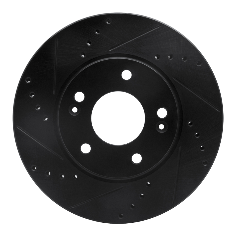 Picture of R1 17-22 Hyundai Ioniq Front Left Drilled & Slotted Black Brake Rotor