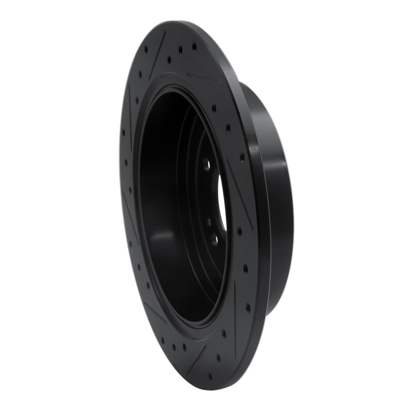 Picture of R1 16-22 Hyundai Tucson Rear Right Drilled & Slotted Black Brake Rotor