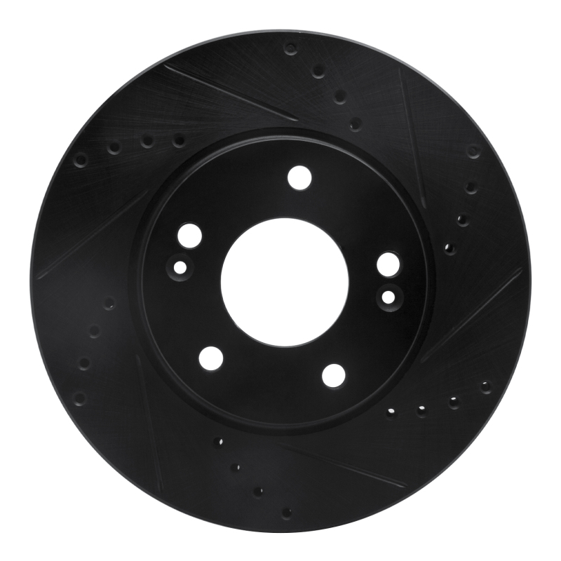 Picture of R1 17-22 Hyundai Ioniq Front Right Drilled & Slotted Black Brake Rotor