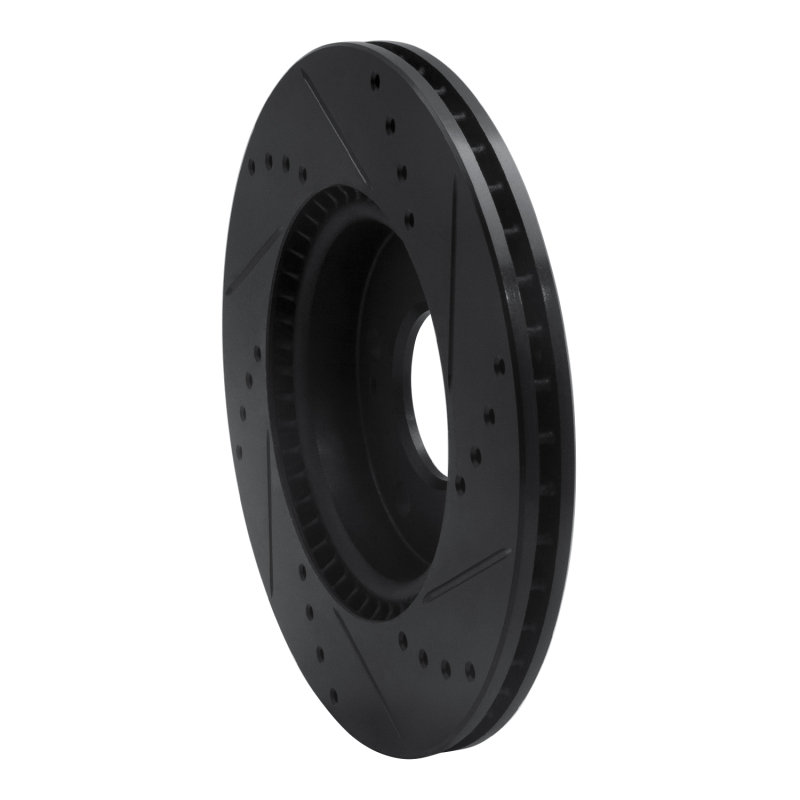 Picture of R1 17-22 Hyundai Ioniq Front Left Drilled & Slotted Black Brake Rotor