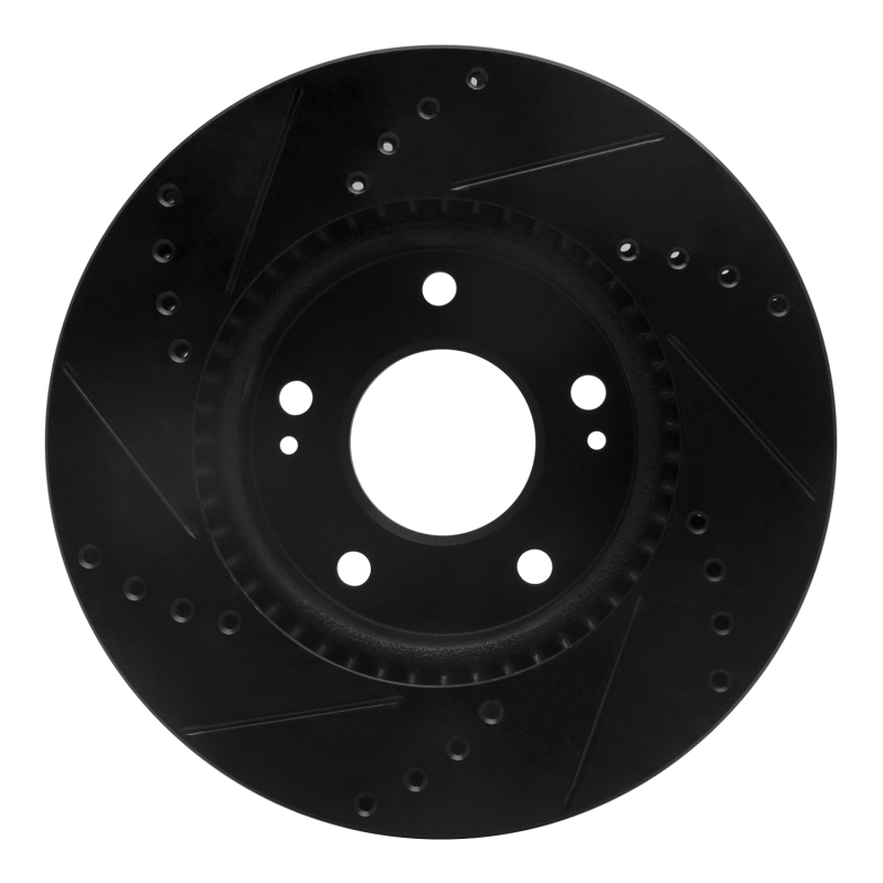 Picture of R1 17-22 Hyundai Ioniq Front Right Drilled & Slotted Black Brake Rotor