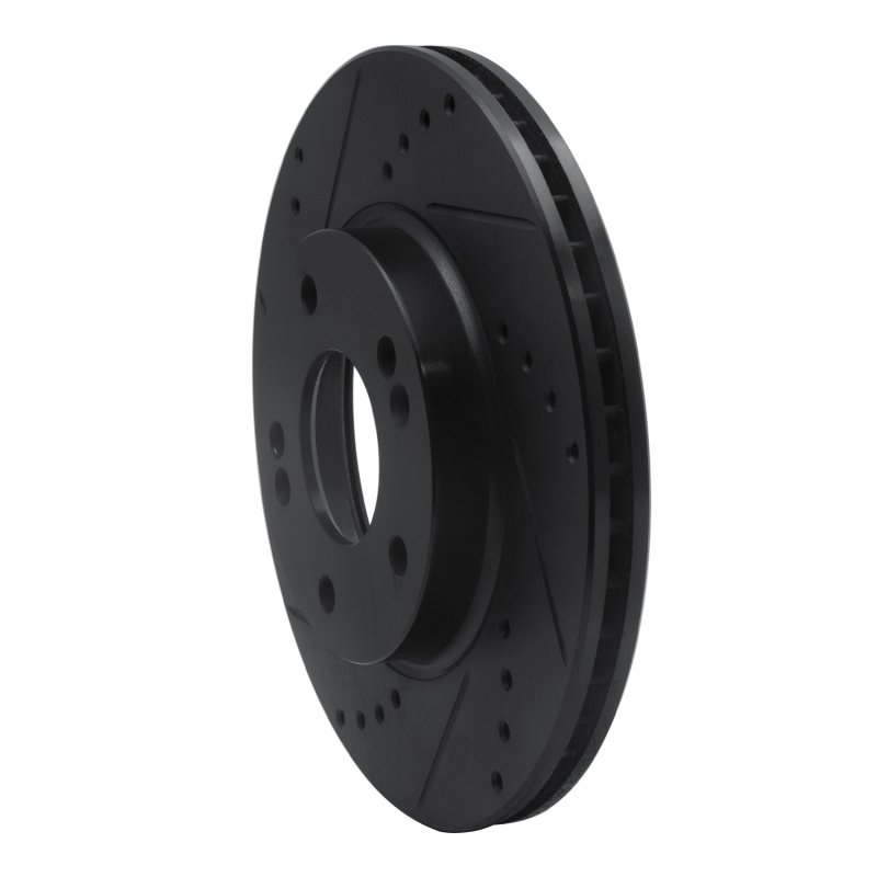 Picture of R1 17-22 Hyundai Ioniq Front Left Drilled & Slotted Black Brake Rotor