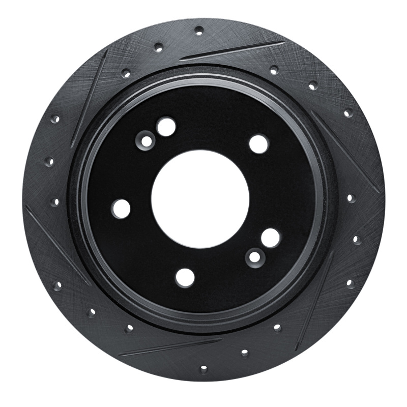 Picture of R1 18-25 Hyundai Kona Rear Left Drilled & Slotted Black Brake Rotor