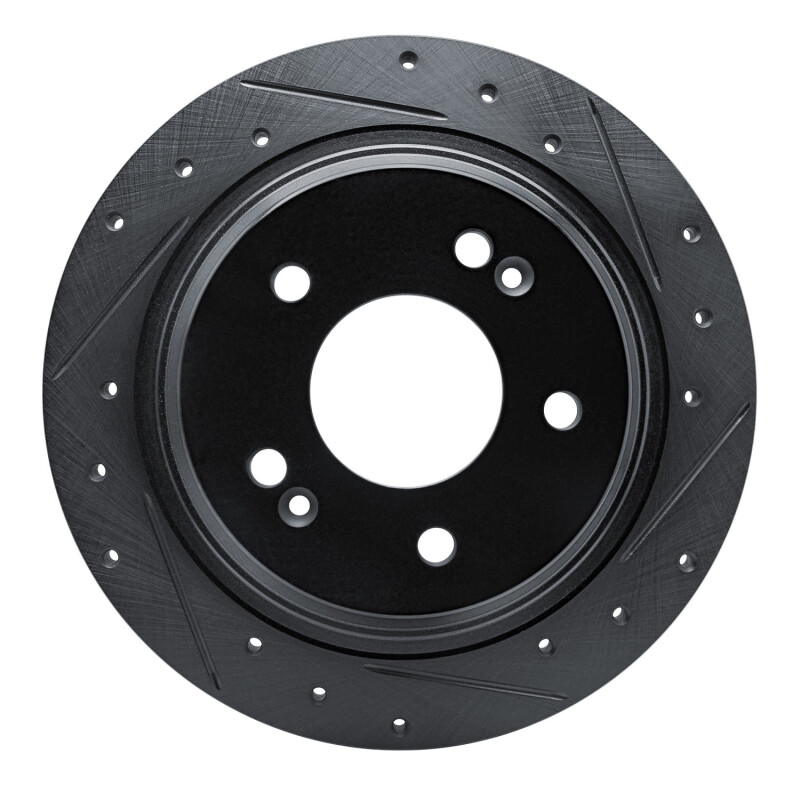Picture of R1 18-25 Hyundai Kona Rear Right Drilled & Slotted Black Brake Rotor