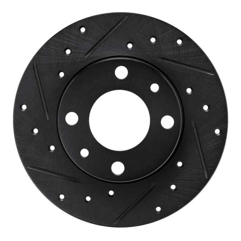 Picture of R1 66-92 Bertone X-1/9 Rear Left Front Left Drilled & Slotted Black Brake Rotor