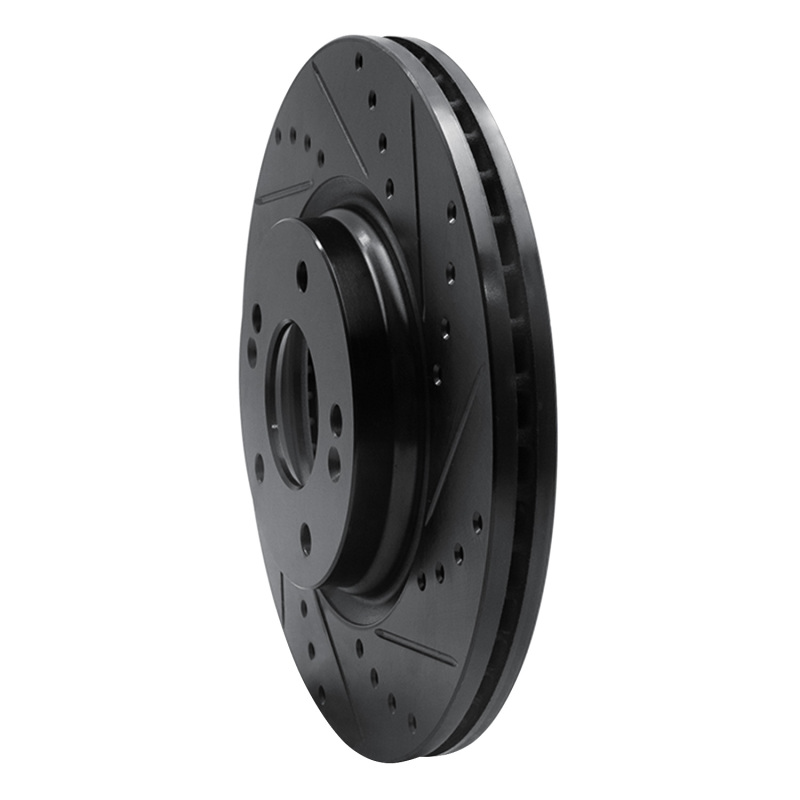 Picture of R1 20-25 Hyundai Kona Front Right Drilled & Slotted Black Brake Rotor