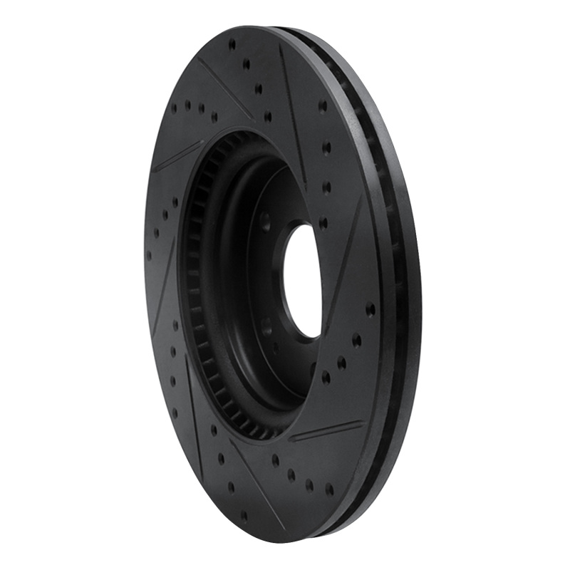 Picture of R1 20-25 Hyundai Kona Front Left Drilled & Slotted Black Brake Rotor