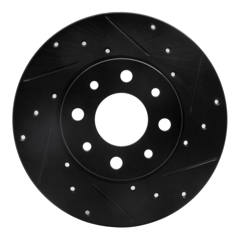 Picture of R1 13-19 Fiat 500E Rear Right Drilled & Slotted Black Brake Rotor