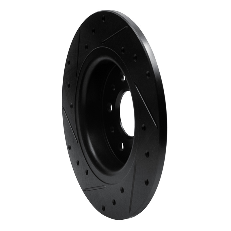 Picture of R1 14-19 Fiat 500L Rear Right Drilled & Slotted Black Brake Rotor
