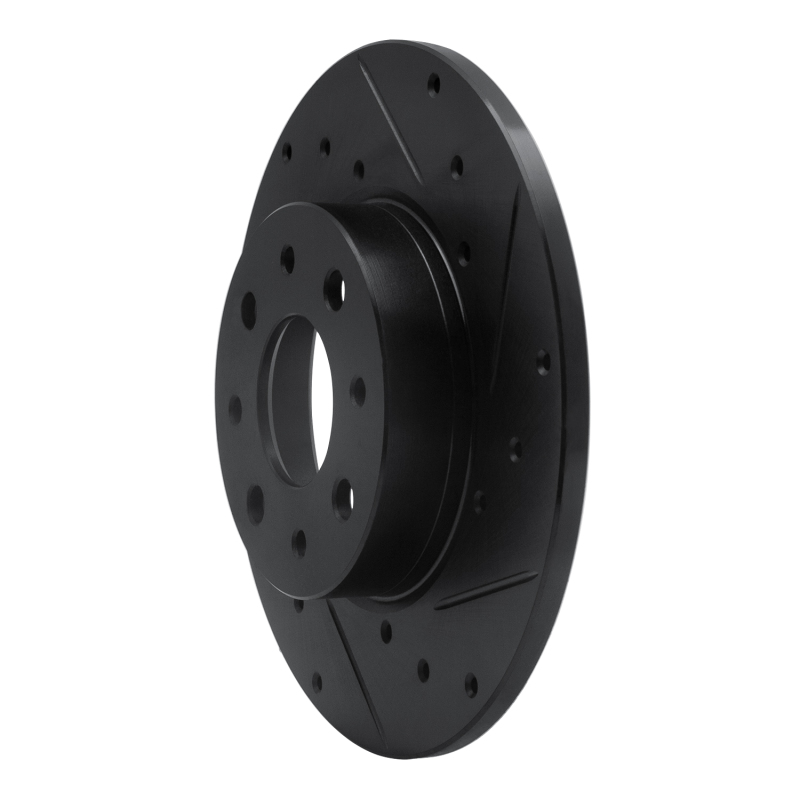 Picture of R1 13-19 Fiat 500E Rear Right Drilled & Slotted Black Brake Rotor