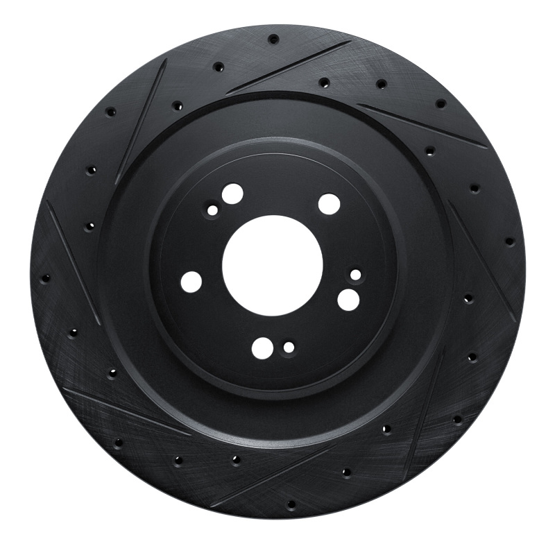 Picture of R1 21-26 Genesis Electrified GV70 Rear Left Drilled & Slotted Black Brake Rotor