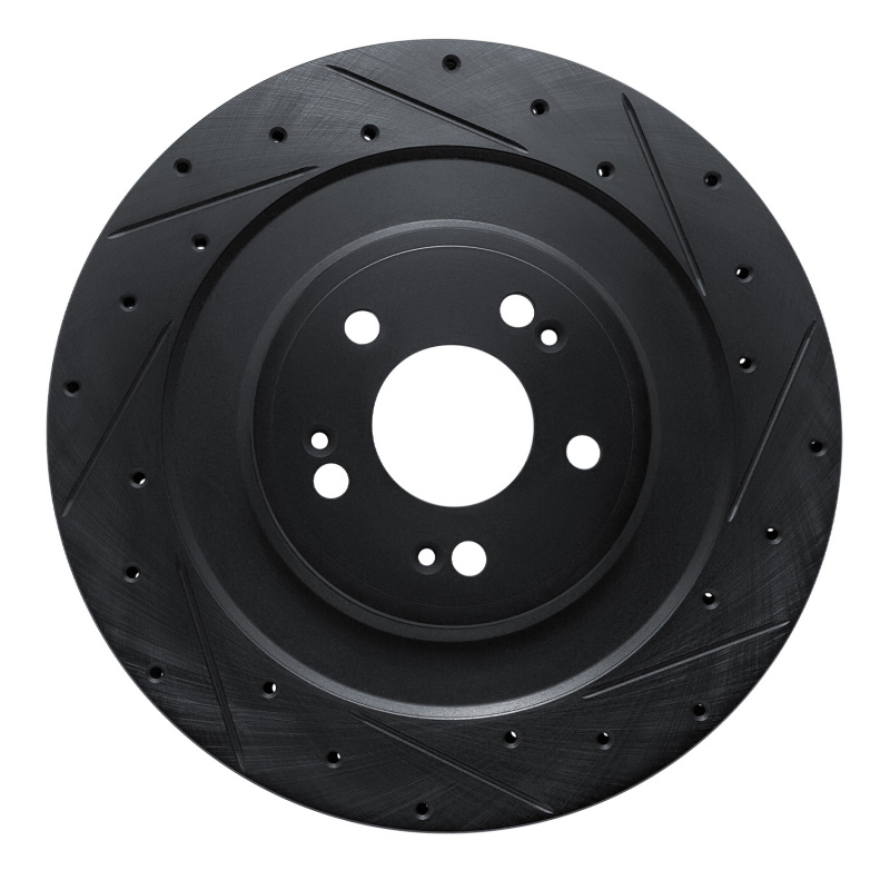 Picture of R1 21-26 Genesis GV70 Rear Right Drilled & Slotted Black Brake Rotor