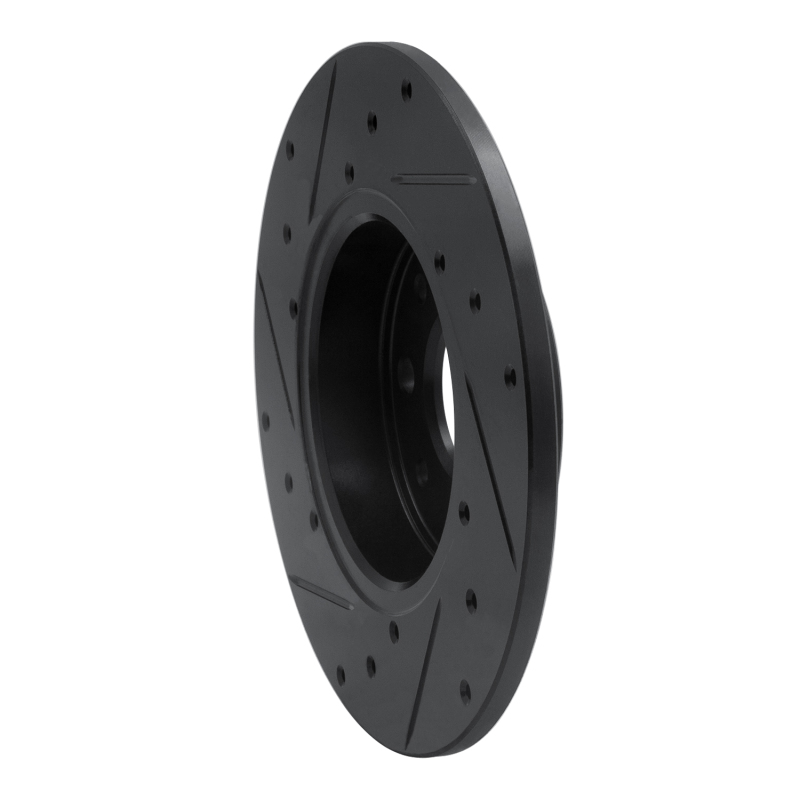 Picture of R1 13-19 Fiat 500E Rear Right Drilled & Slotted Black Brake Rotor
