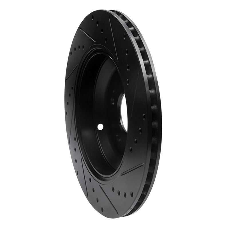 Picture of R1 17-19 Genesis G90 Rear Left Drilled & Slotted Black Brake Rotor