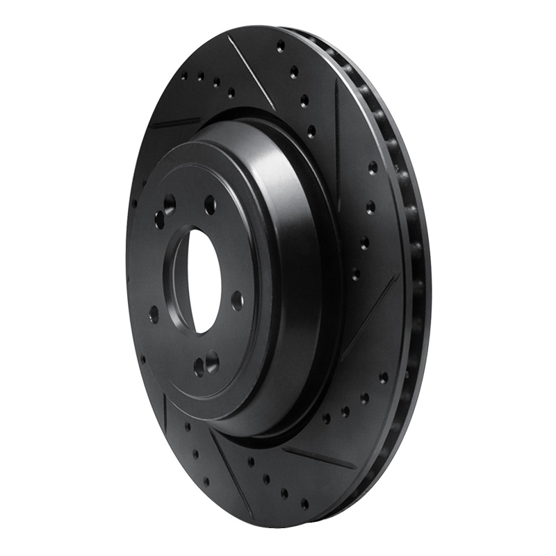 Picture of R1 17-19 Genesis G90 Rear Right Drilled & Slotted Black Brake Rotor
