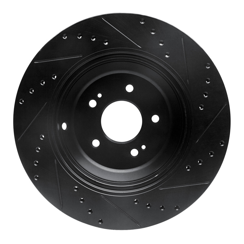 Picture of R1 17-19 Genesis G90 Rear Left Drilled & Slotted Black Brake Rotor