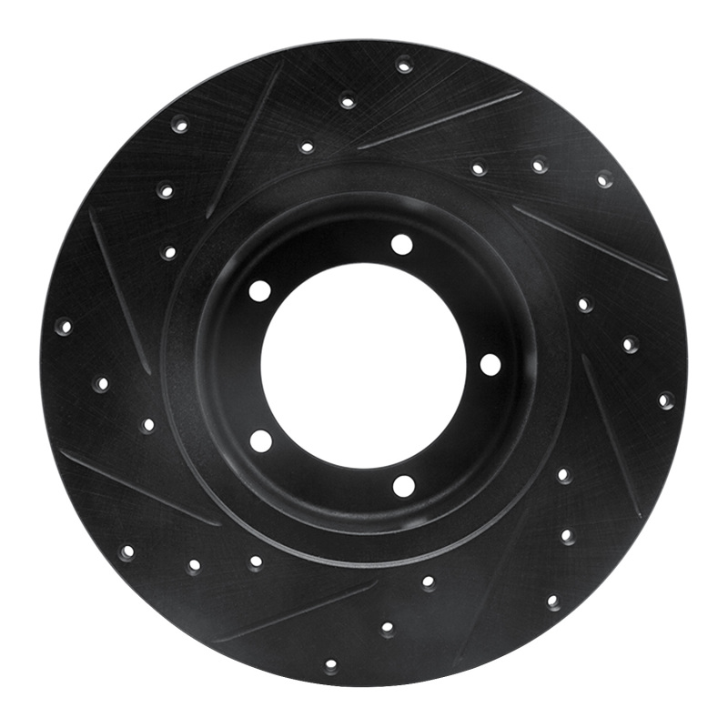 Picture of R1 74-99 Land Rover Defender 110 Front Right Drilled & Slotted Black Brake Rotor