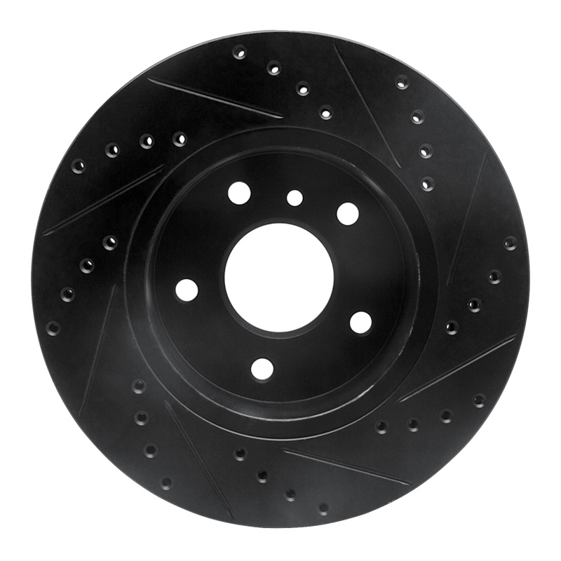 Picture of R1 94-02 Land Rover Range Rover Front Left Drilled & Slotted Black Brake Rotor