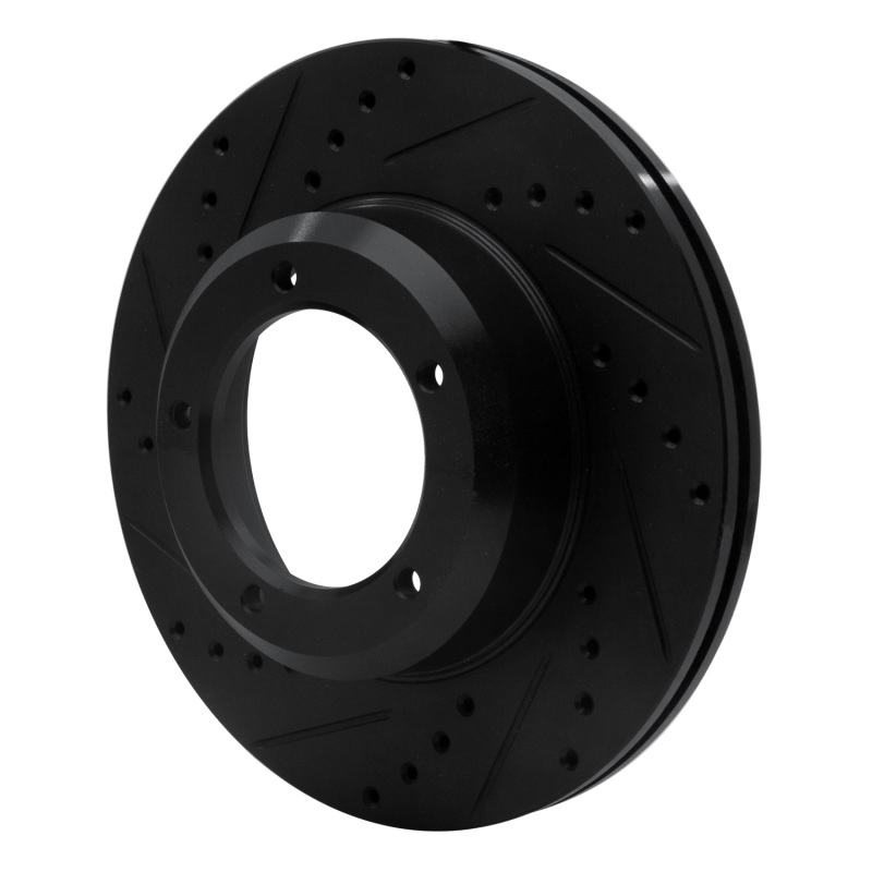 Picture of R1 90-16 Land Rover Defender 90 Front Left Drilled & Slotted Black Brake Rotor