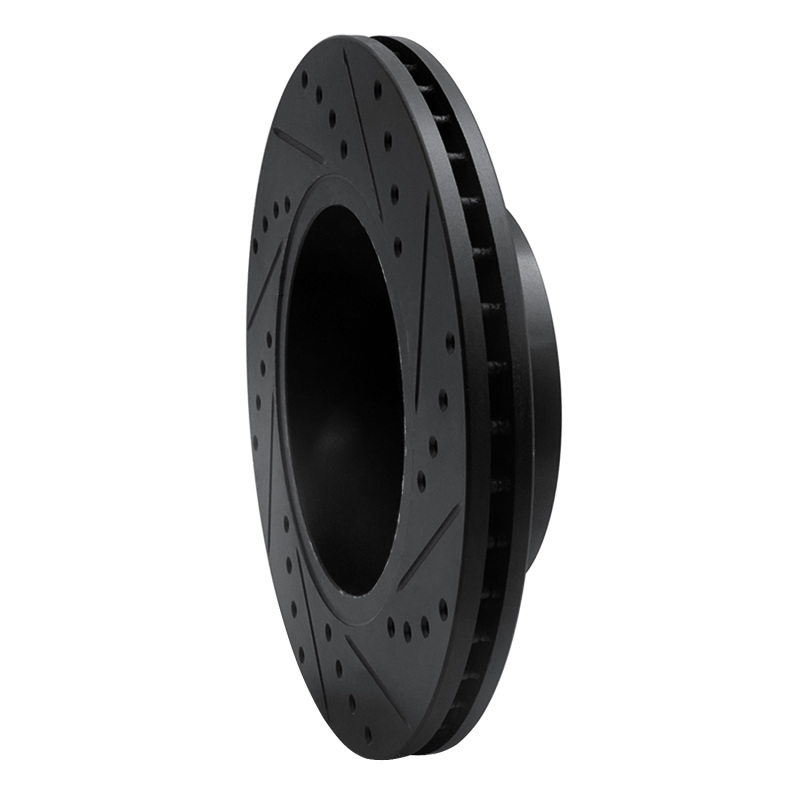Picture of R1 94-02 Land Rover Range Rover Front Left Drilled & Slotted Black Brake Rotor