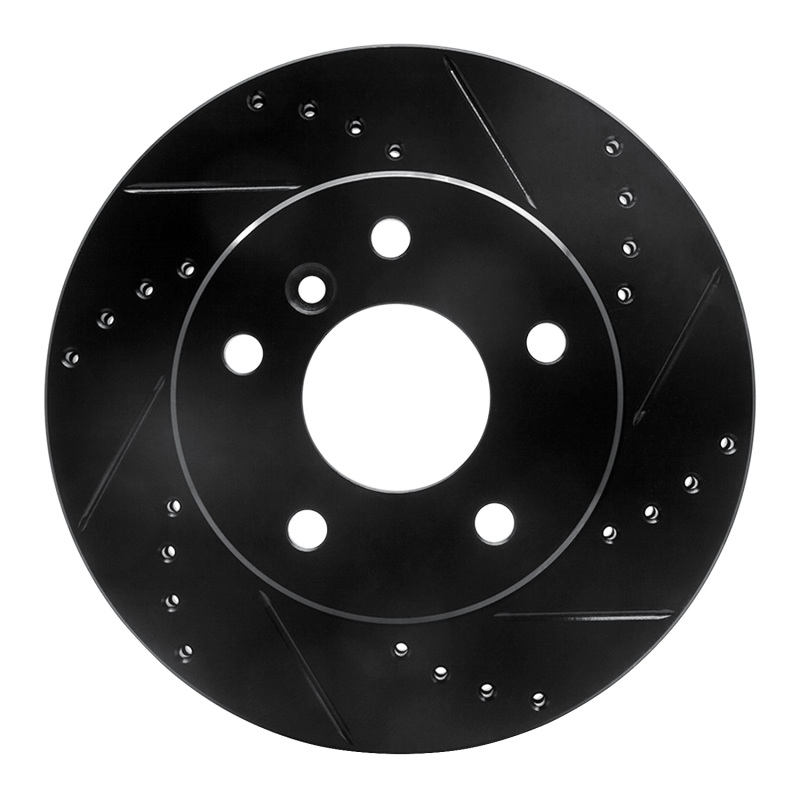 Picture of R1 99-04 Land Rover Discovery Front Right Drilled & Slotted Black Brake Rotor