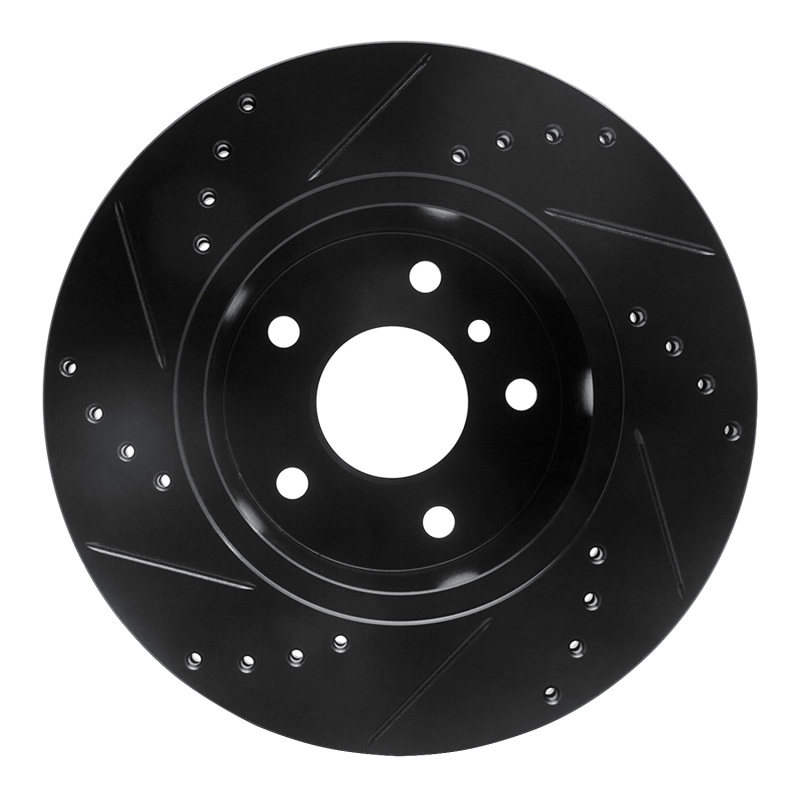 Picture of R1 99-04 Land Rover Discovery Front Right Drilled & Slotted Black Brake Rotor