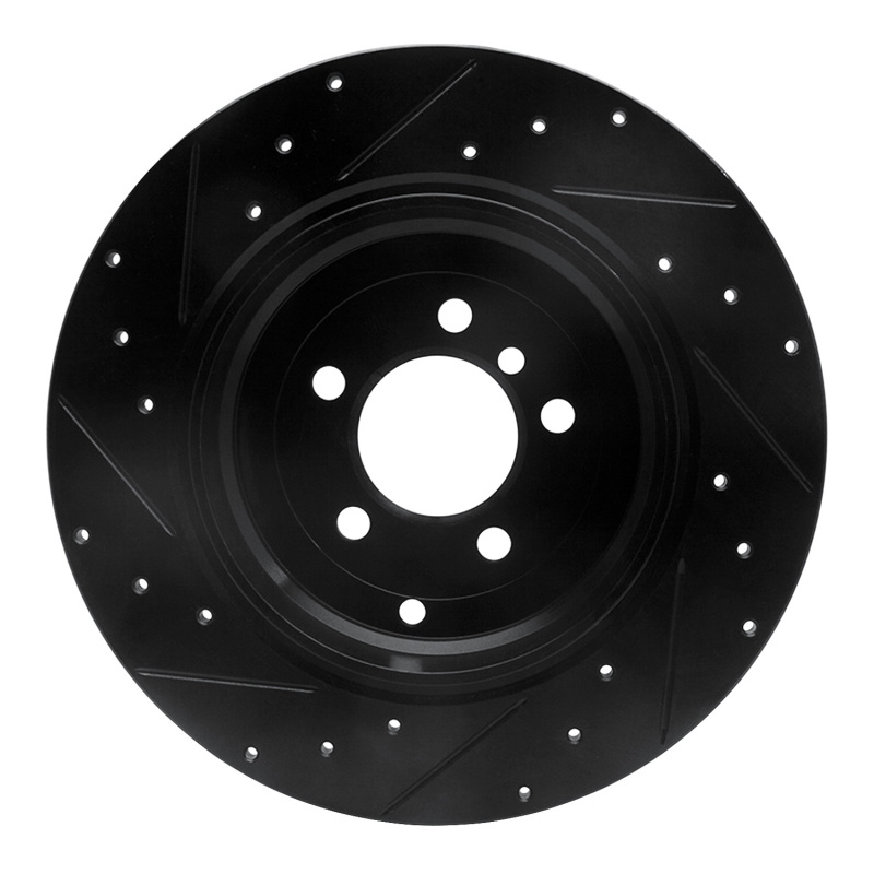 Picture of R1 03-05 Land Rover Range Rover Rear Right Drilled & Slotted Black Brake Rotor