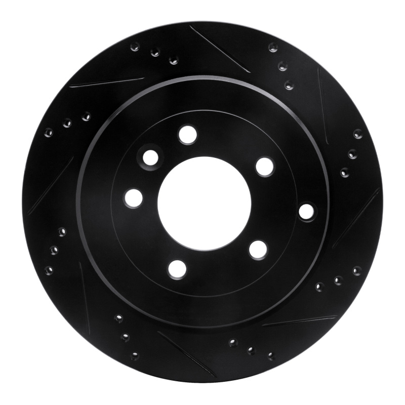 Picture of R1 05-07 Land Rover LR3 Rear Right Drilled & Slotted Black Brake Rotor