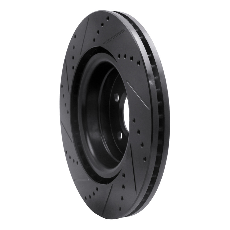 Picture of R1 06-09 Land Rover Range Rover Front Right Drilled & Slotted Black Brake Rotor