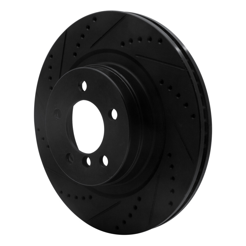 Picture of R1 06-09 Land Rover Range Rover Front Left Drilled & Slotted Black Brake Rotor