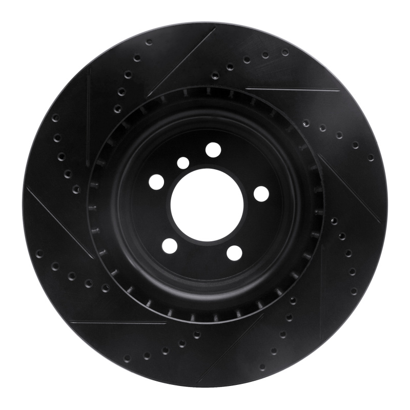 Picture of R1 06-12 Land Rover Range Rover Front Right Drilled & Slotted Black Brake Rotor