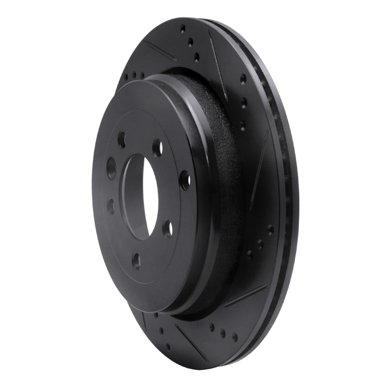 Picture of R1 05-07 Land Rover LR3 Rear Right Drilled & Slotted Black Brake Rotor