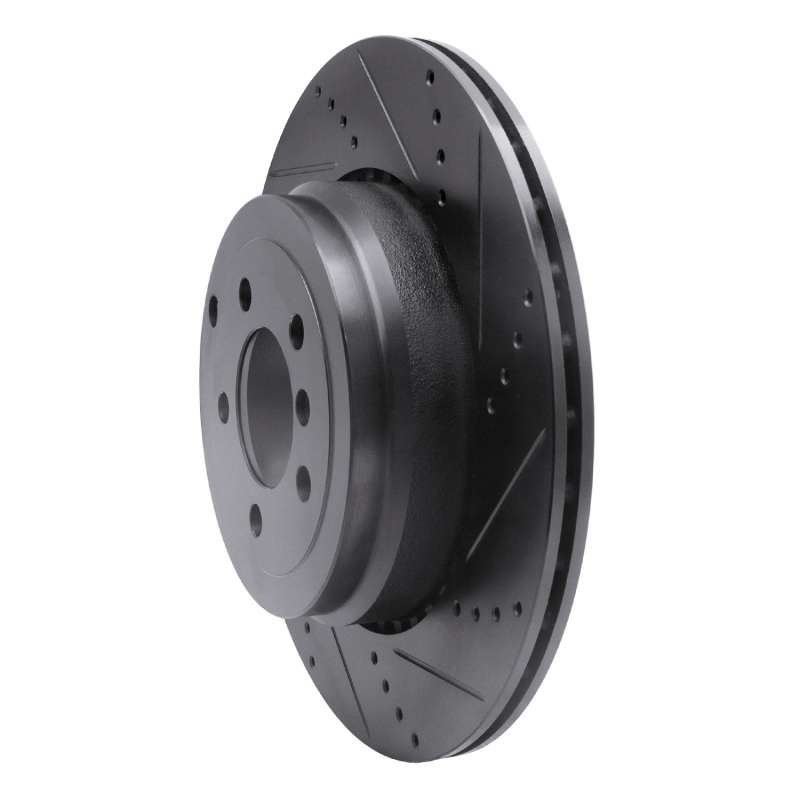 Picture of R1 10-12 Land Rover Range Rover Rear Right Drilled & Slotted Black Brake Rotor