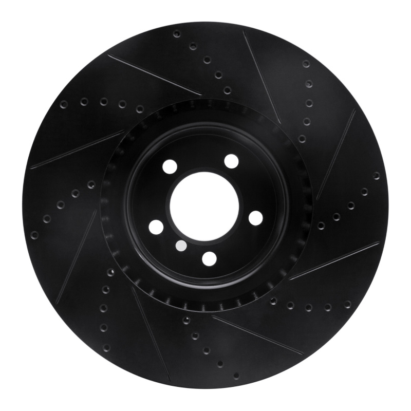 Picture of R1 10-12 Land Rover Range Rover Front Left Drilled & Slotted Black Brake Rotor