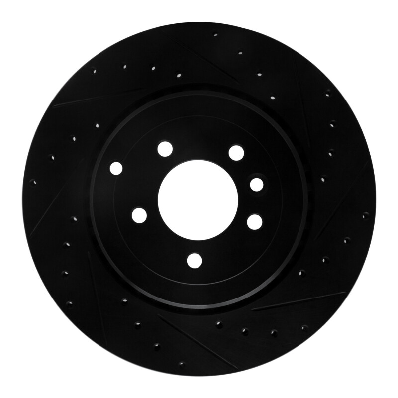 Picture of R1 10-13 Land Rover Range Rover Sport Rear Right Drilled & Slotted Black Brake Rotor
