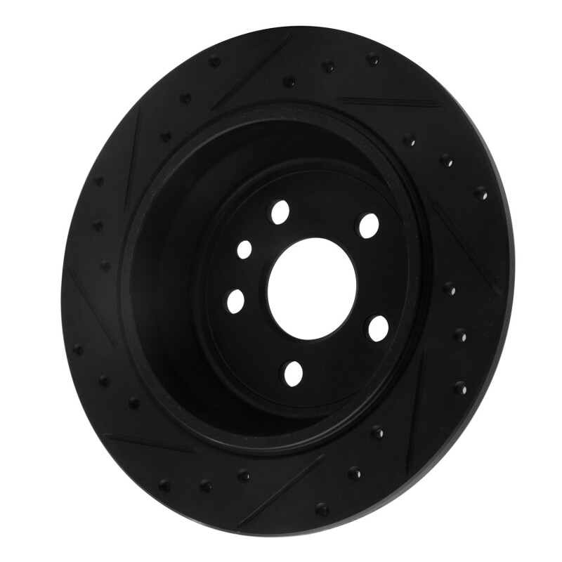 Picture of R1 13-15 Land Rover LR2 Rear Right Drilled & Slotted Black Brake Rotor