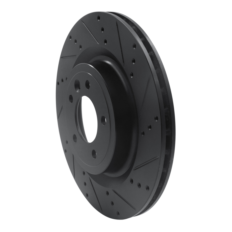 Picture of R1 14-24 Land Rover Range Rover Sport Rear Right Drilled & Slotted Black Brake Rotor