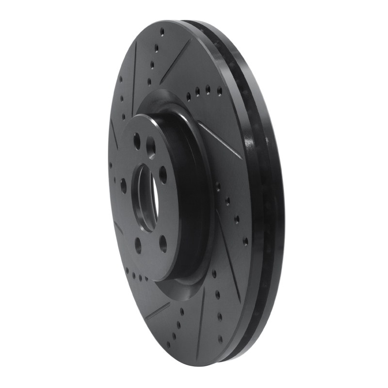 Picture of R1 15-19 Jaguar E-Pace Front Left Drilled & Slotted Black Brake Rotor