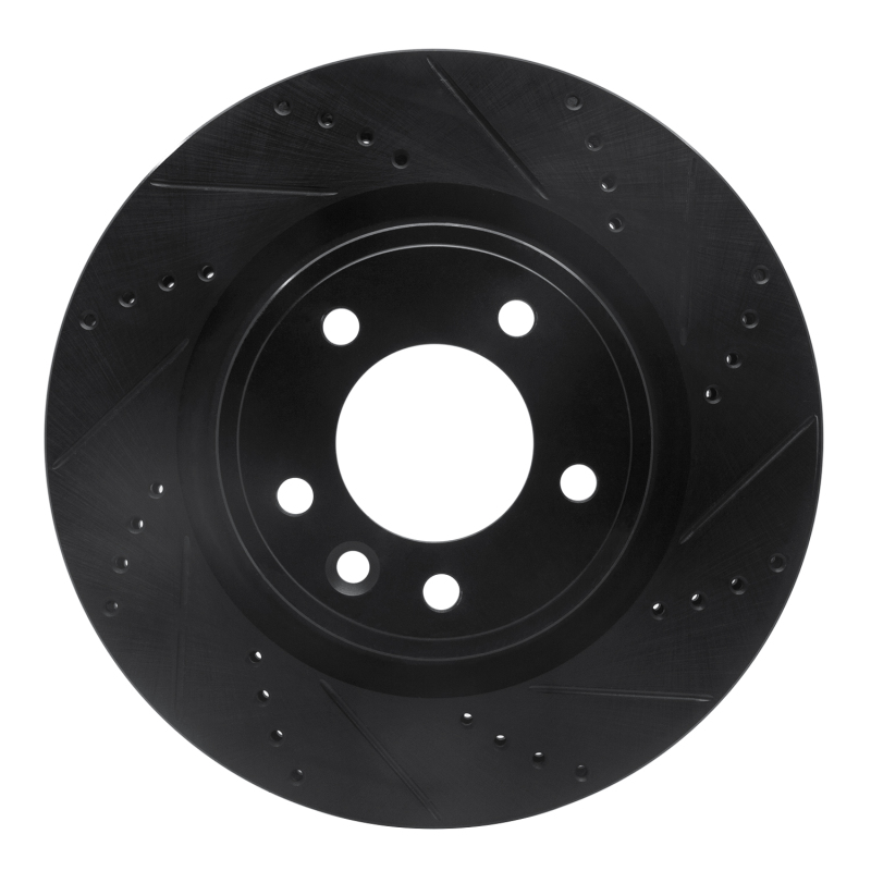 Picture of R1 18-20 Land Rover Range Rover Sport Rear Right Drilled & Slotted Black Brake Rotor