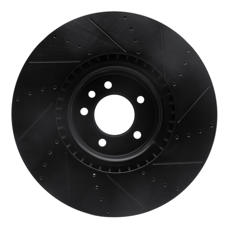 Picture of R1 18-25 Land Rover Defender 110 Front Left Drilled & Slotted Black Brake Rotor