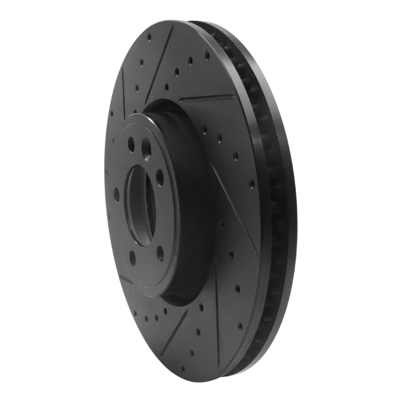 Picture of R1 18-20 Land Rover Range Rover Front Left Drilled & Slotted Black Brake Rotor