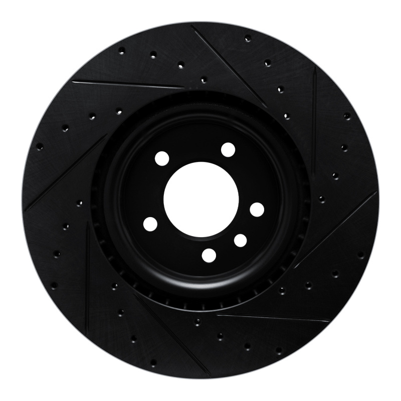 Picture of R1 18-24 Land Rover Discovery Front Left Drilled & Slotted Black Brake Rotor