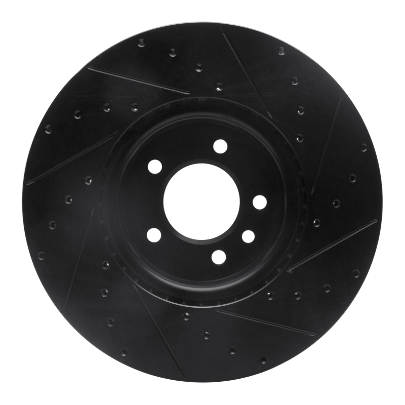 Picture of R1 18-20 Land Rover Range Rover Front Left Drilled & Slotted Black Brake Rotor